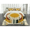 thumbnail image 3 of Ambesonne Mid Century Modern Quilted Bedspread Set 3 Pcs, Boho Sun Moth, Queen Size, Pale Coffee Eggshell, 3 of 4