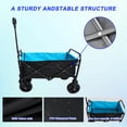 thumbnail image 4 of GDF Studio Mini Folding Wagon Cart, Heavy Duty Garden Shopping Beach Cart, Large Capacity, Black and Blue, 4 of 18