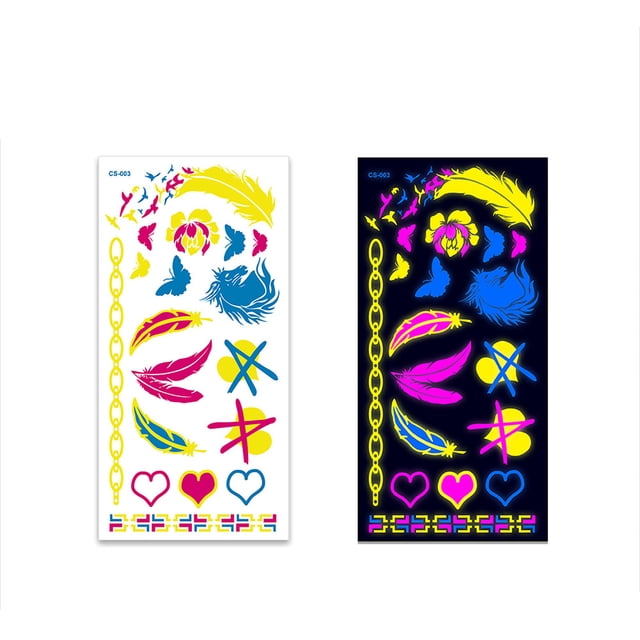 Iumwxz Fluorescent Flower Arm Stickers Face Stickers Feather Arm Stickers
