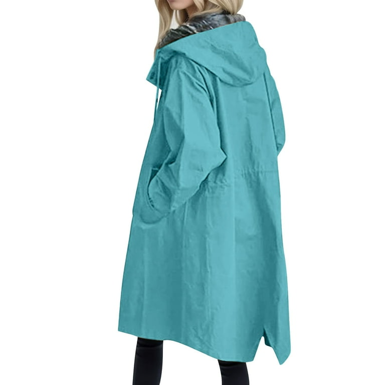 Loose Comfortable Hooded Coat Rain Coats for Plus Size Women