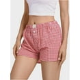 thumbnail image 2 of Women's Gingham Pajama Shorts - Plaid Sleep Shorts, Elastic Waist Lounge & Streetwear Boxers, 2 of 4