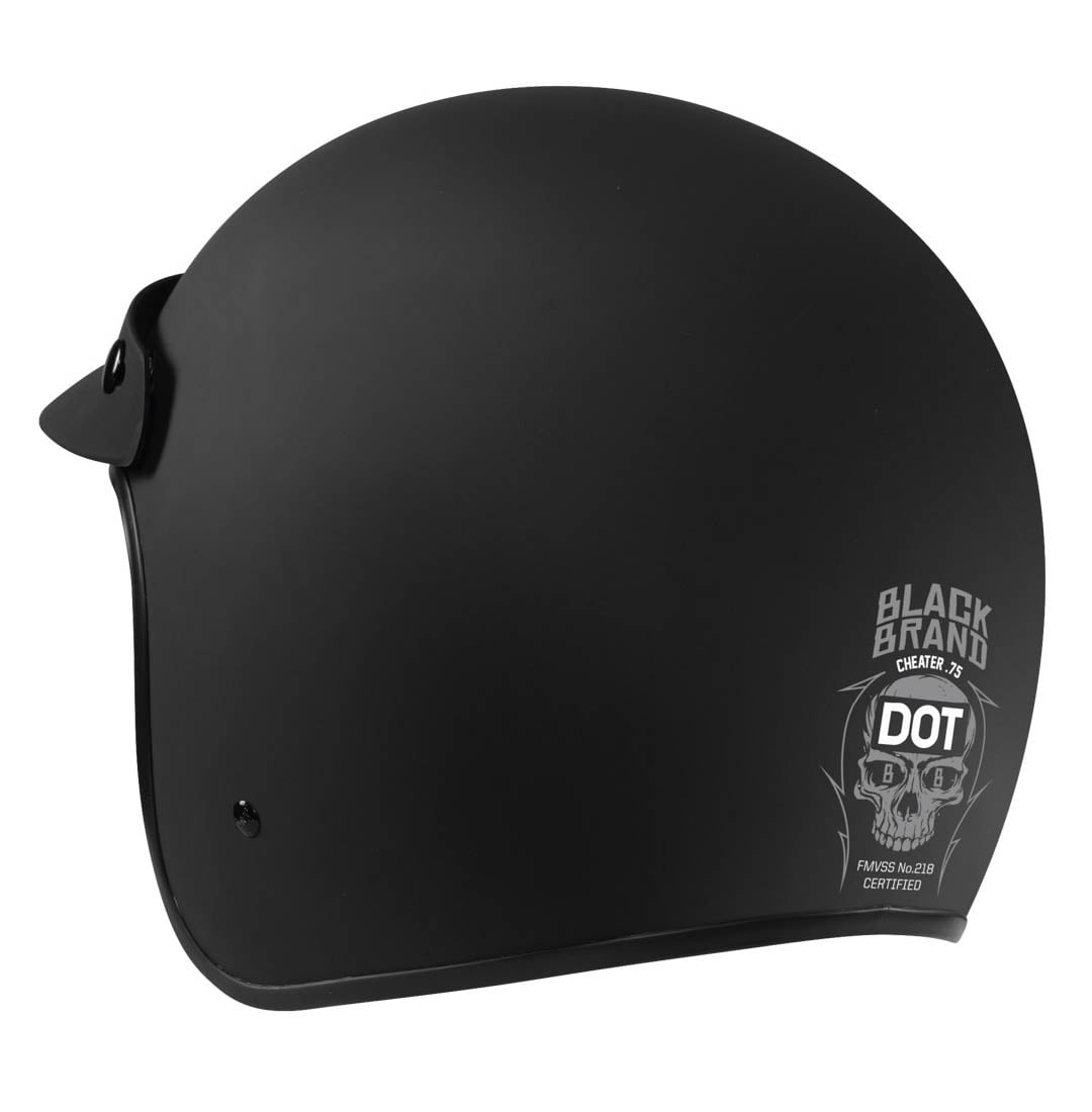 Black Brand Cheater .75 Open-Face Helmet Matte Black SM - Walmart.com