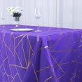 thumbnail image 2 of Mantel rectangular de poliéster morado de 228 x 333 cm con estampado geométrico dorado de Efavormart, 2 of 8