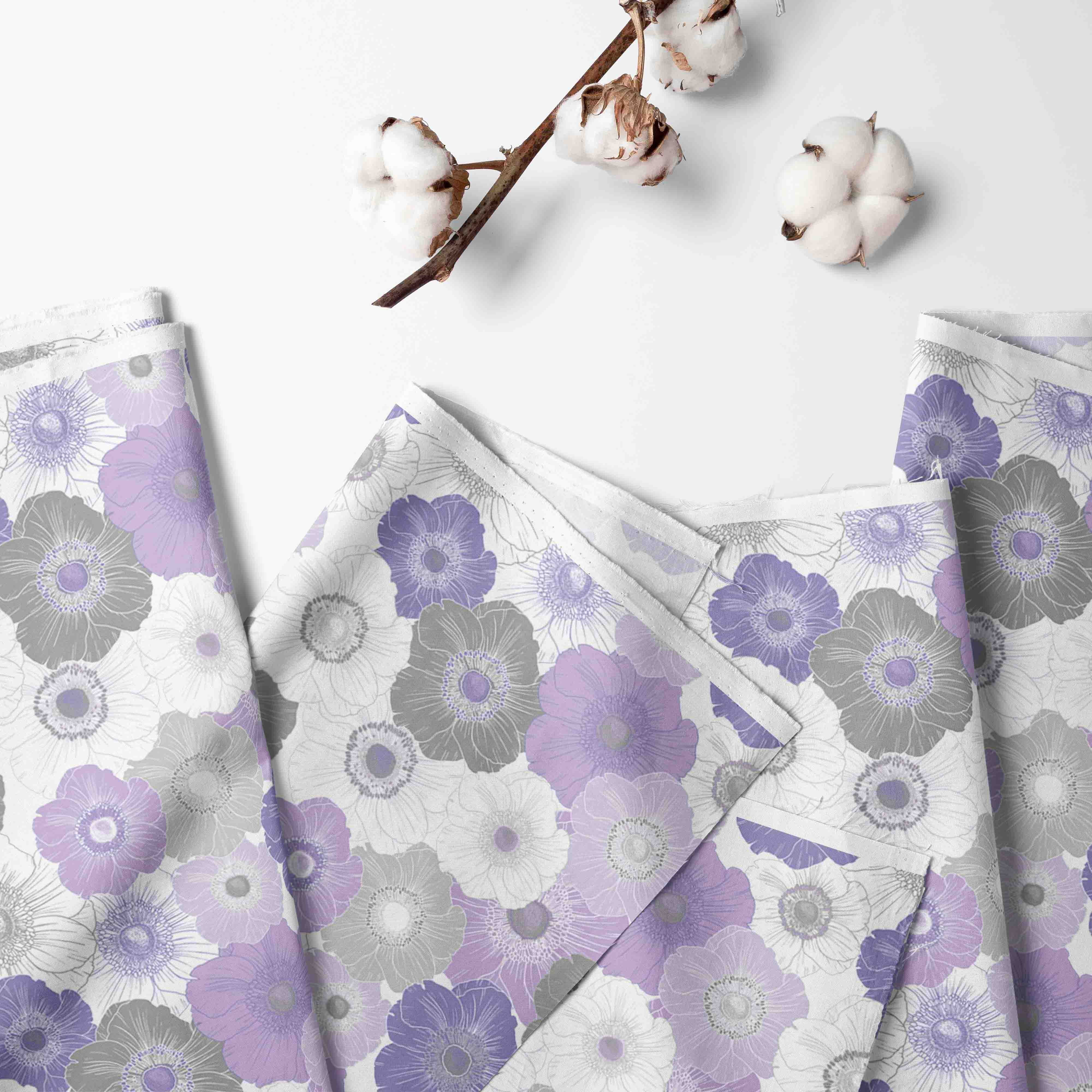 Bacati - Crib or Toddler Bed Fitted Sheet, Watercolor Flowers Purple Gray