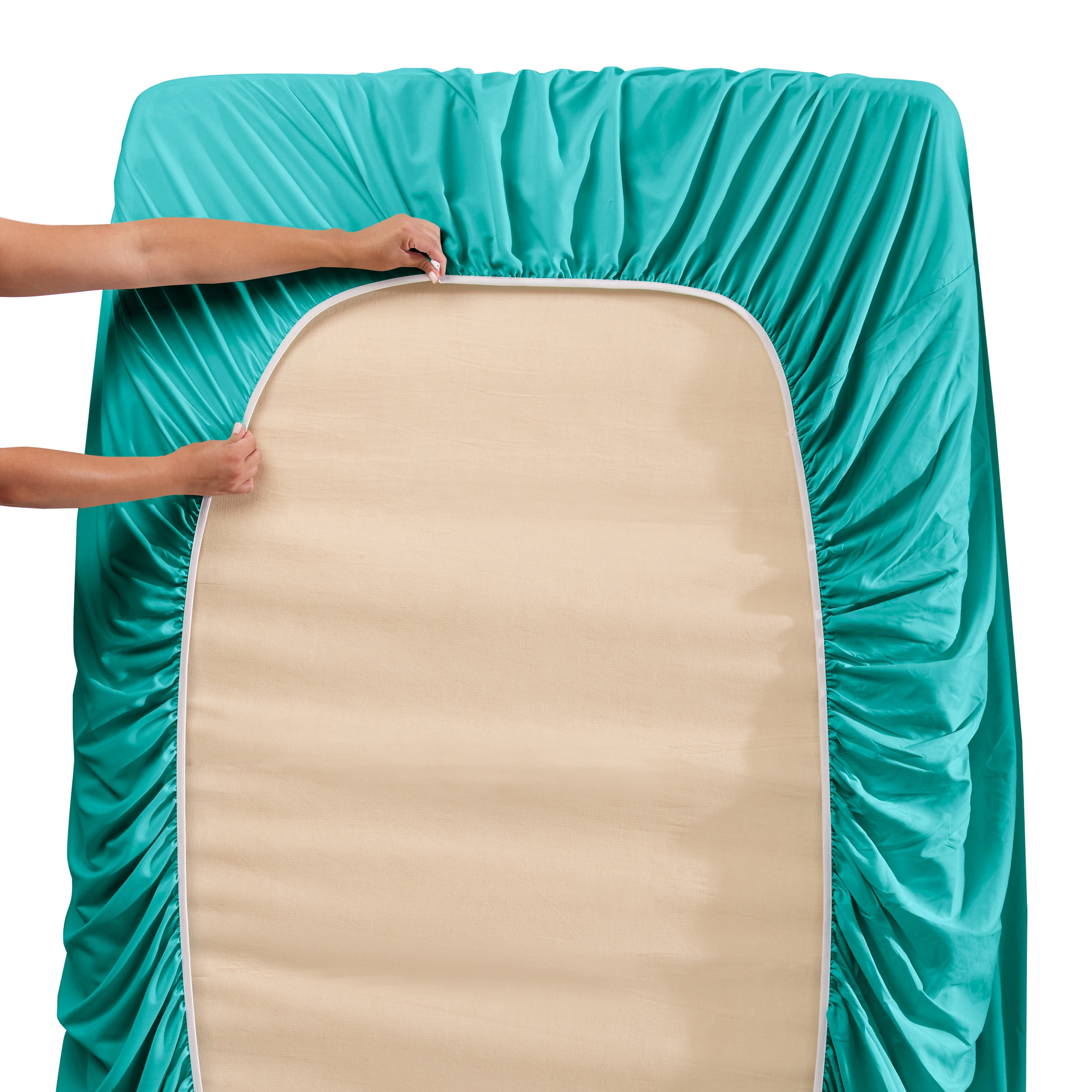 Clara Clark 1800 Microfiber Collection 18" - 21" Extra Deep Pocket Fitted Sheet, Twin Size, Teal