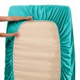 thumbnail image 3 of Clara Clark 1800 Microfiber Collection 18" - 21" Extra Deep Pocket Fitted Sheet, Twin Size, Teal, 3 of 8