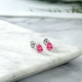 thumbnail image 4 of Gem Stone King 925 Sterling Silver Pink Zirconia Stud Earrings for Women Men (1.62 Cttw, Gemstone Birthstone, Pear Shape 8X5MM), 4 of 4
