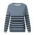 thumbnail image 4 of hotojiny Casual Sweatshirt for Women Long Sleeve Loose Crew Neck Pullover Tops Fall Fashion Striped Shirts with Pocket, 4 of 5