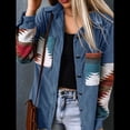 thumbnail image 4 of Camisa de Franela de para Mujer, Larga, Botones, Chaqueta Holgada con Bolsillos Azul XXL, 4 of 7