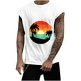 thumbnail image 2 of Njoeus White T Shirts for Men Short Sleeve Tops Palm Trees Beach Sunset | Mens Casual Graphic Tank Top, Men Sleeveless Vests Workout Gym Tees Shirt Summer Tops Men's Tank Tops, 2 of 5