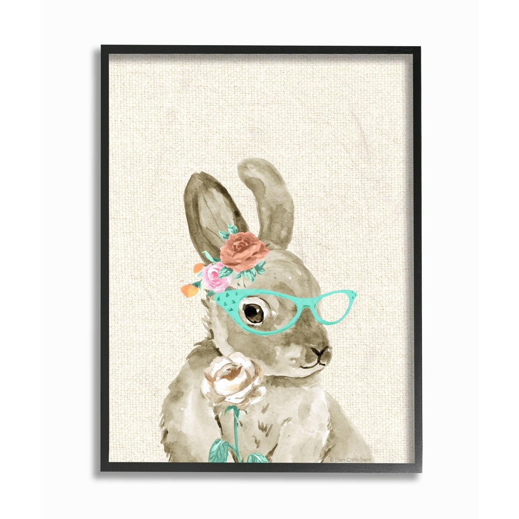 Stupell  Bunny W/ Glasses Framed Giclee Art 11 x 14