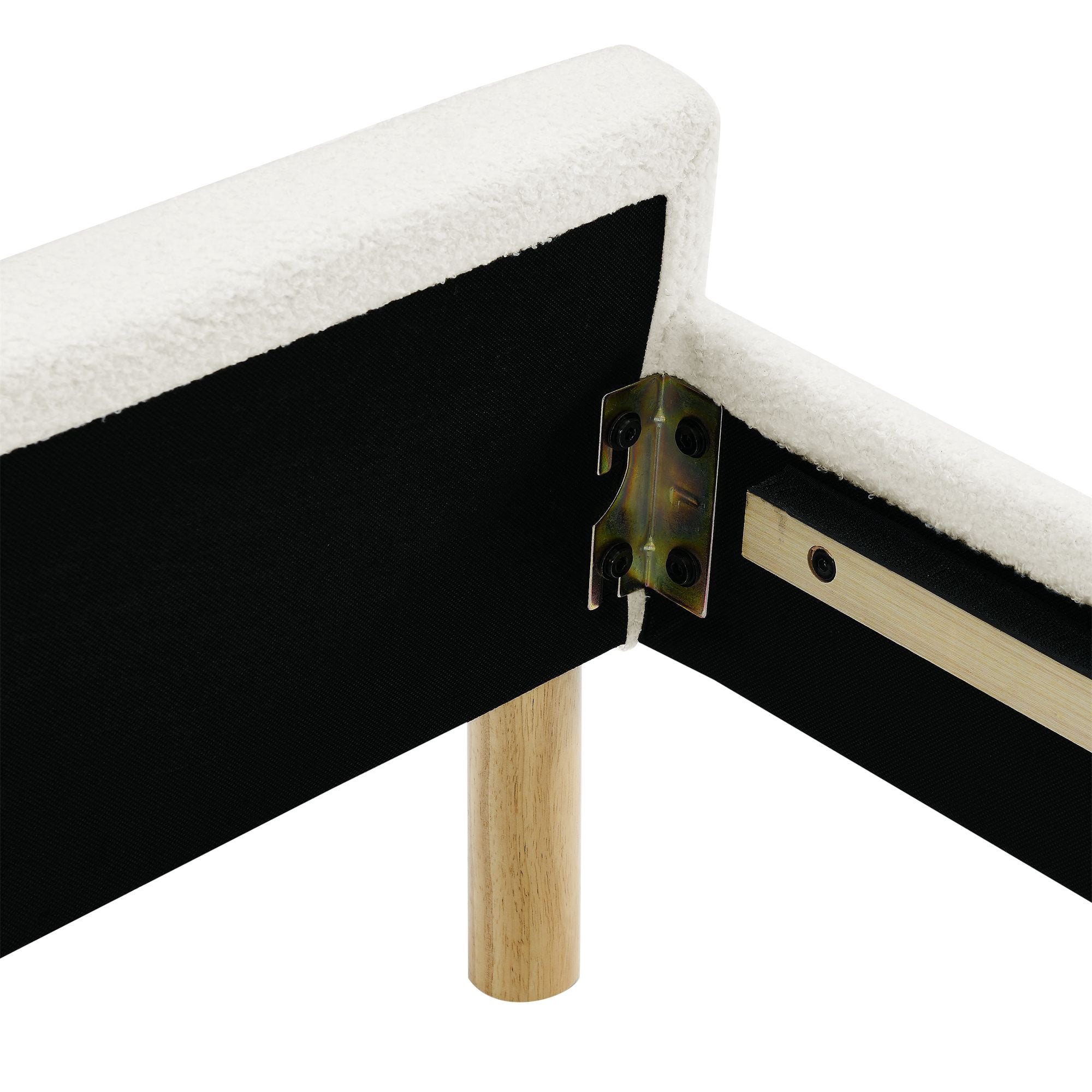 KING Size Platform Bed Frame with Adjustable Upholstered Headboard and Wood Slats Support