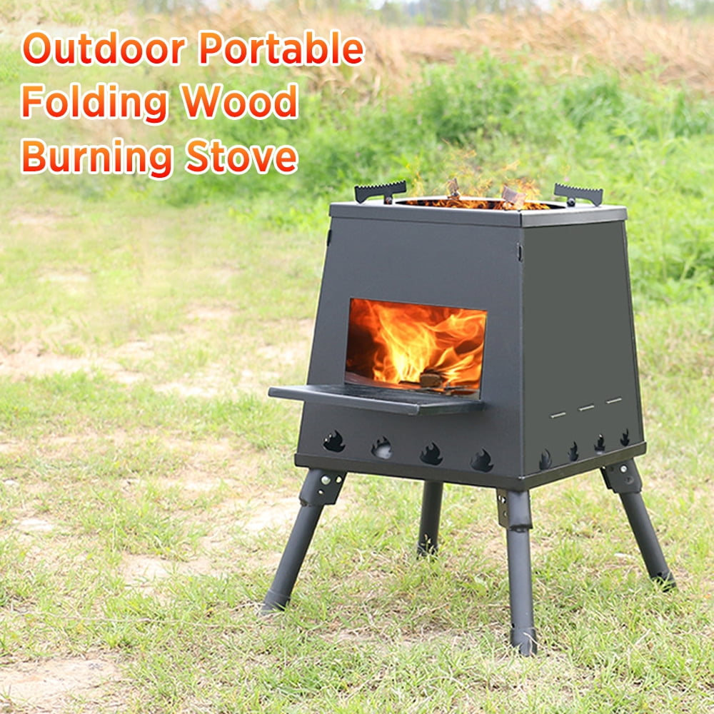 Portable Folding Burning Wood Stove Outdoor Camping Hiking Picnic Burner Cooking 