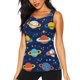thumbnail image 1 of Balery Planets and Stars Camiseta sin mangas estampada ligera para mujer, tops de entrenamiento sin mangas, camisetas de yoga transpirables de secado rápido.-Small, 1 of 7