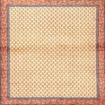 thumbnail image 1 of Ahgly Company Machine Washable Indoor Square Traditional Brown Gold Area Rugs, 7' Square, 1 of 7