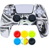 9CDeer 1 Piece of Silicone Transfer Print Protective Thick Cover Skin + 6 Thumb Grips for Playstation 5 / PS5 / Dualsense Controller US Dollars