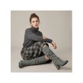 thumbnail image 5 of BLISSFUL STEP Women's Slouch Buckles Biker Boots Chunky Heels Knee High Boot Gray 7.5, 5 of 8
