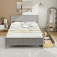 thumbnail image 4 of Gymax Full Size Wooden Bed Frame w/ 2 Storage Drawers & Under-bed Storage Gray, 4 of 10