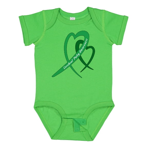 Inktastic Cerebral Palsy Awareness Green Heart Ribbons Boys or Girls Baby Bodysuit