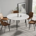 thumbnail image 2 of 59-Inch Round Marble Dining Table, 6-Person Capacity, White Modern Dining Table with Metal Base for Kitchen, 2 of 9