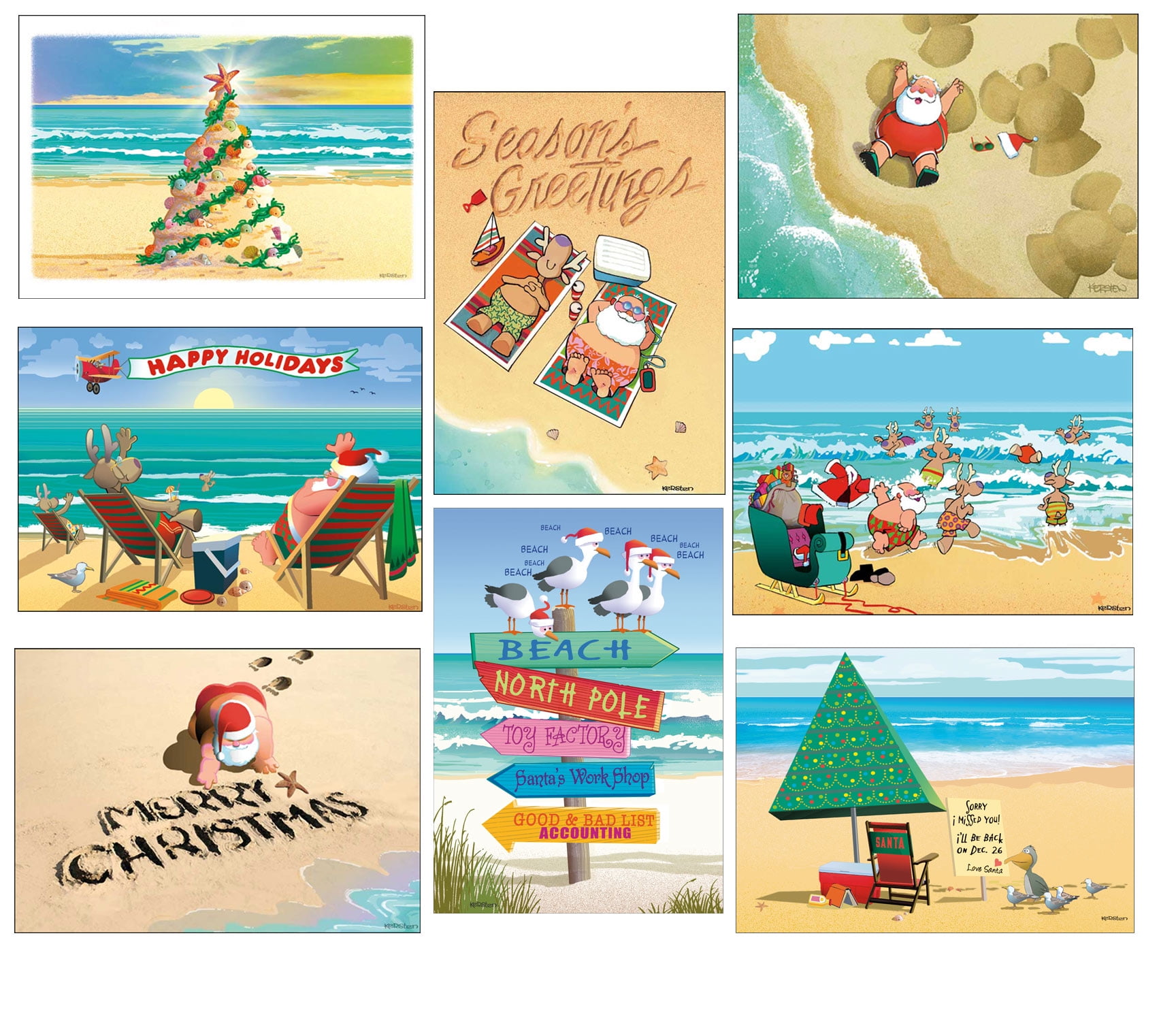 Beach Christmas Card Sayings Beach Christmas Card Variety Pack 24 Cards & 25 Envelopes - Walmart.com