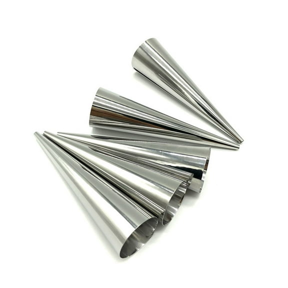 MLINS 10pcs Stainless Steel Croissant Mold for Baking Cone Shaped Pastries Spiral Horn Cake 430 Large