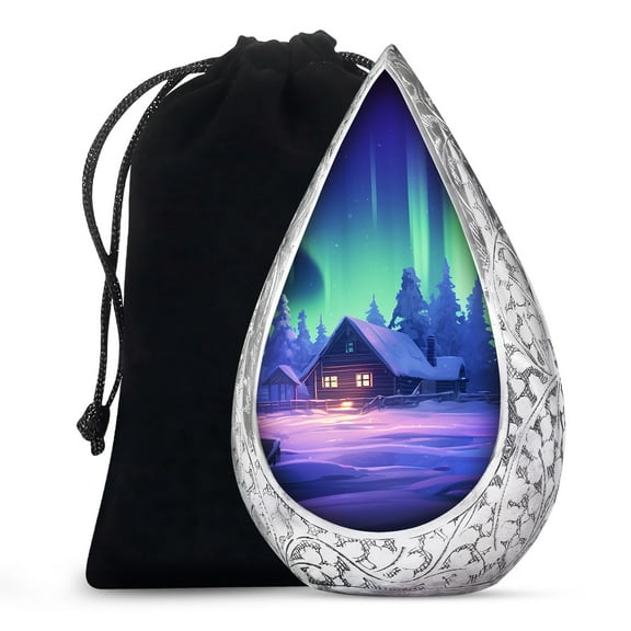 JAGSHASHI Northern Lights - Urns For Human Ashes Adult Female - Funeral Urns For Ashes - Memorial Urns For Mom & Dad - Funeral Urns - Human Cremation Urns - Urns For Adult Female - 10 Inch - Large