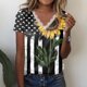 thumbnail image 1 of Fiudx Ofertas Flash Artículos En Oferta Moda Mujer Casual Día de La Independencia Impresión Blusa Manga Corta Camiseta Verano Encaje Tops, 1 of 4