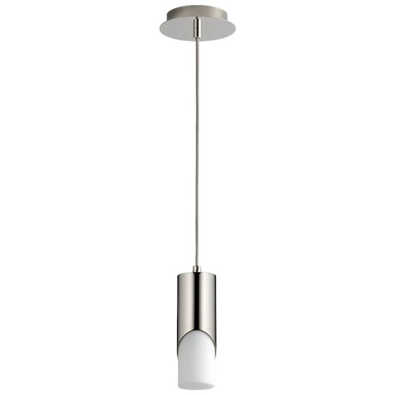 9.25 Inch 5.1W 1 Led Short Pendant-Polished Nickel Finish-Satin Opal Glass Color-3000 Color Temperature Oxygen Lighting 3-667-120