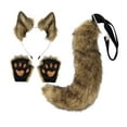 thumbnail image 4 of Ears and Tail Set Wolf Ears Hair Clip con guantes, disfraz de felpa para niños adultos Hair Hoop para baile, baile, regalos divertidos Dress Café, 4 of 8