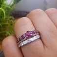 thumbnail image 2 of Dazzlingrock Collection 18K Princess & Round White Diamond And Ruby Ladies Bridal Engagement Ring Set, White Gold, Size 5, 2 of 5