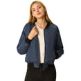thumbnail image 4 of Chaqueta bomber acolchada Allegra K con cremallera y mangas largas Azul XS, 4 of 6