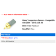 thumbnail image 2 of Water Temperature Sensor - Compatible with 2006 - 2015 Audi A6 2007 2008 2009 2010 2011 2012 2013 2014, 2 of 2
