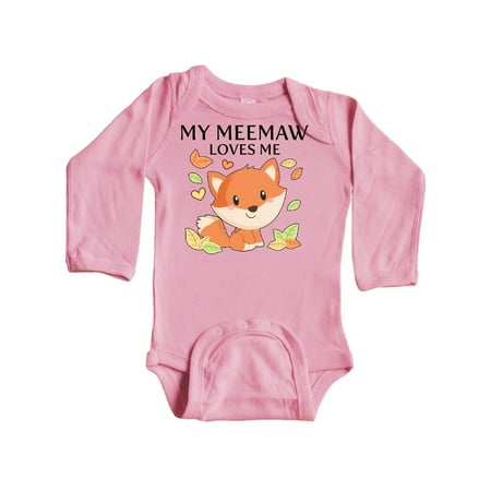 

Inktastic My Meemaw Loves Me- little fox Gift Baby Boy or Baby Girl Long Sleeve Bodysuit