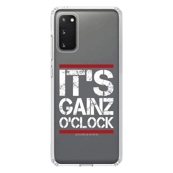 DistinctInk Clear Shockproof Hybrid Case for Galaxy S20 ULTRA / 5G (6.9" Screen) - TPU Bumper Acrylic Back Tempered Glass Screen Protector - It's Gainz O'Clock Working Out