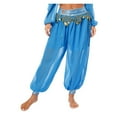 thumbnail image 2 of Women Chiffon Belly Dance Harem Pants Sequins Side Split Pants Fancy Dress Beads Tassels Bloomers Trousers for Bellydance, 2 of 7