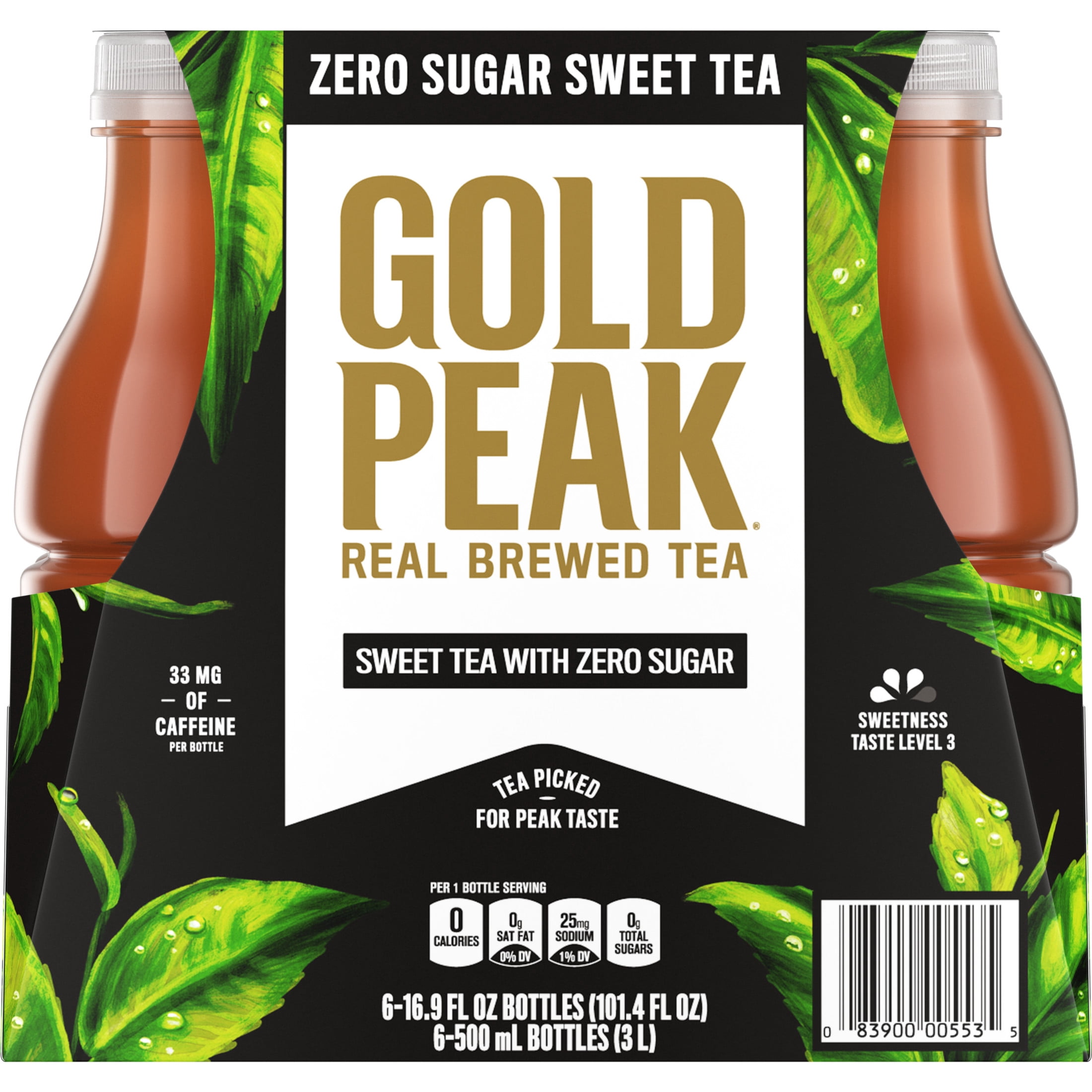 Gold Peak Iced Tea, Zero Sugar Sweet Tea Bottles, 16.9 fl oz, 6 Pack