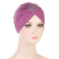 thumbnail image 1 of Teissuly Beanies Hats Women Solid Rhinestone India Muslim Ruffle Chemo Hat Wraps Turbans Beanie Cap Headwraps, 1 of 5
