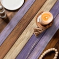 thumbnail image 3 of Farmhouse Purple Brown Table Runner - 90 Inch Long Vintage Wooden Striped Cotton and Linen Blended Dress Scarves Farmhouse Table Runner for Kitchen Dining, Coffee Table, 13" x 90", 3 of 8