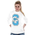 thumbnail image 3 of Lazy Smurf Vintage Varsity Cartoon Long Sleeve TShirt Men Women Brisco Brands S, 3 of 5