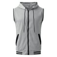 thumbnail image 4 of ZVNAΖH Mens Sleeveless Hooded Sweatshirts Full Zip Hoodies Drawstring Vest Coat with Pockets, 4 of 6