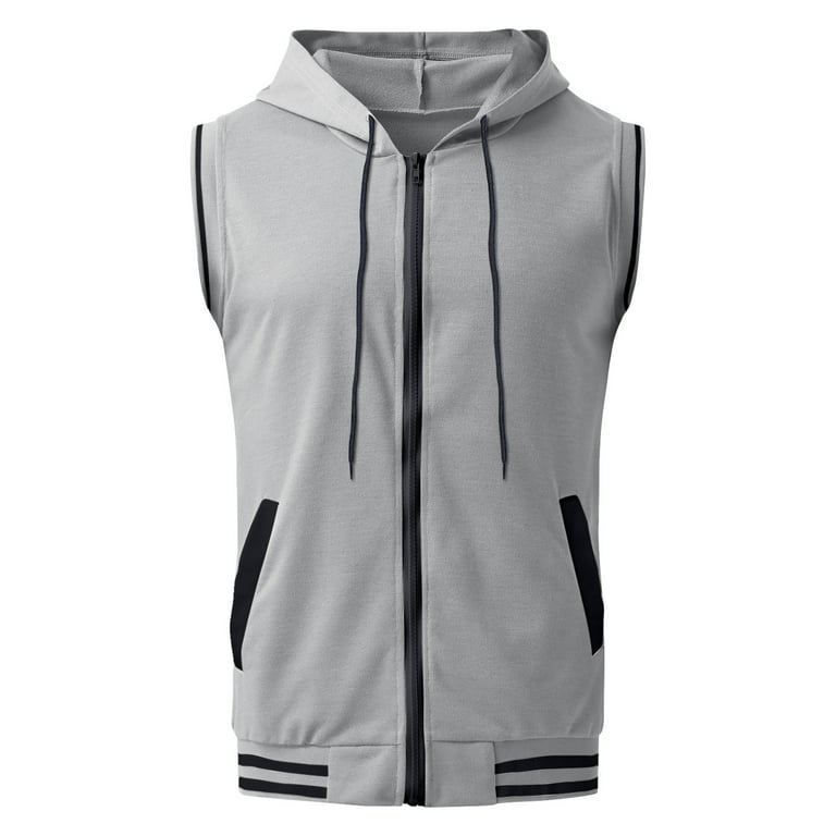 AIEOTT Mens Zip Up Hoodie Vest with Hood Plus Size