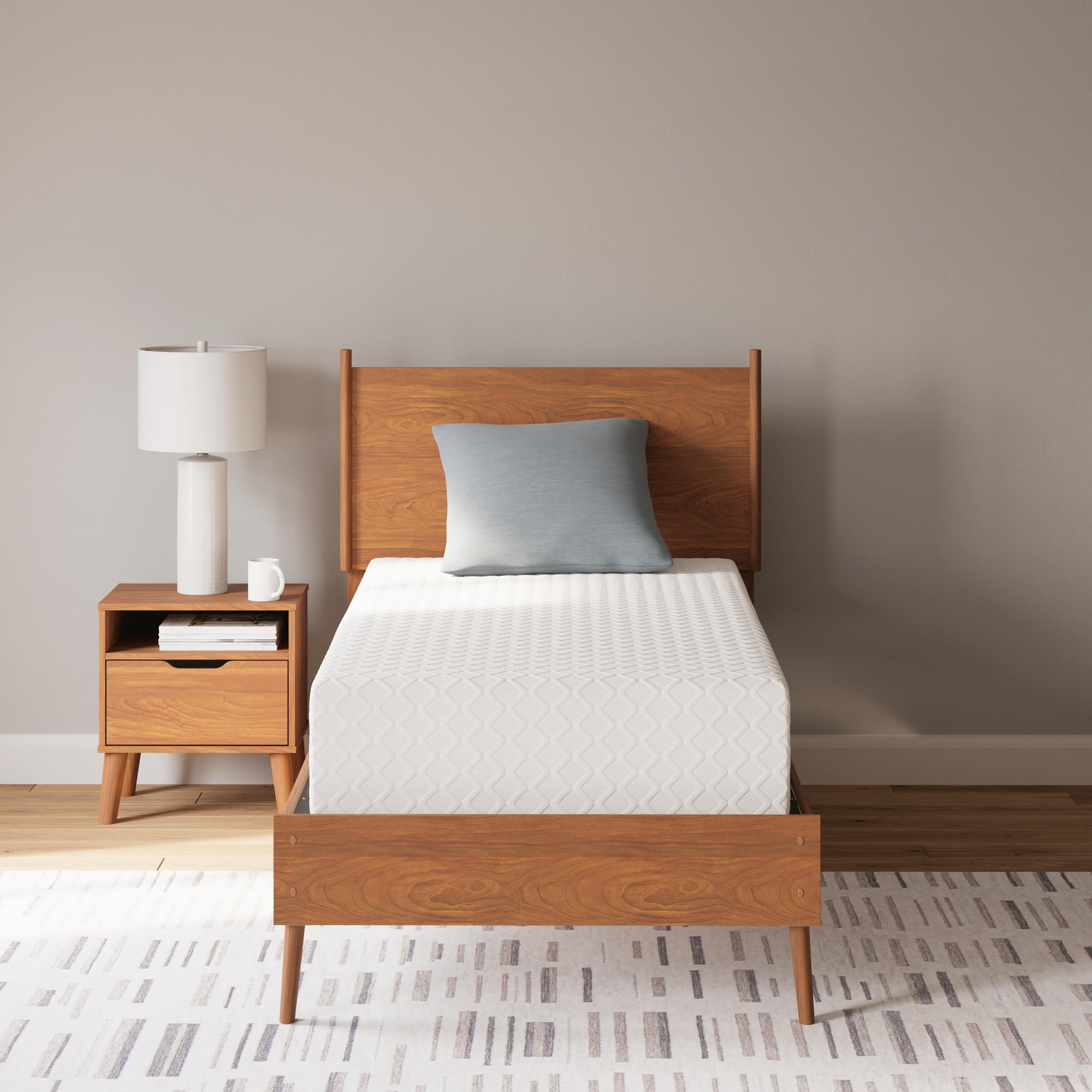 Signature Design by Ashley 12 Inch Chime Medium Firm Charcoal Gel & Green Tea Infused Memory Foam Twin Mattress for Pressure Relief