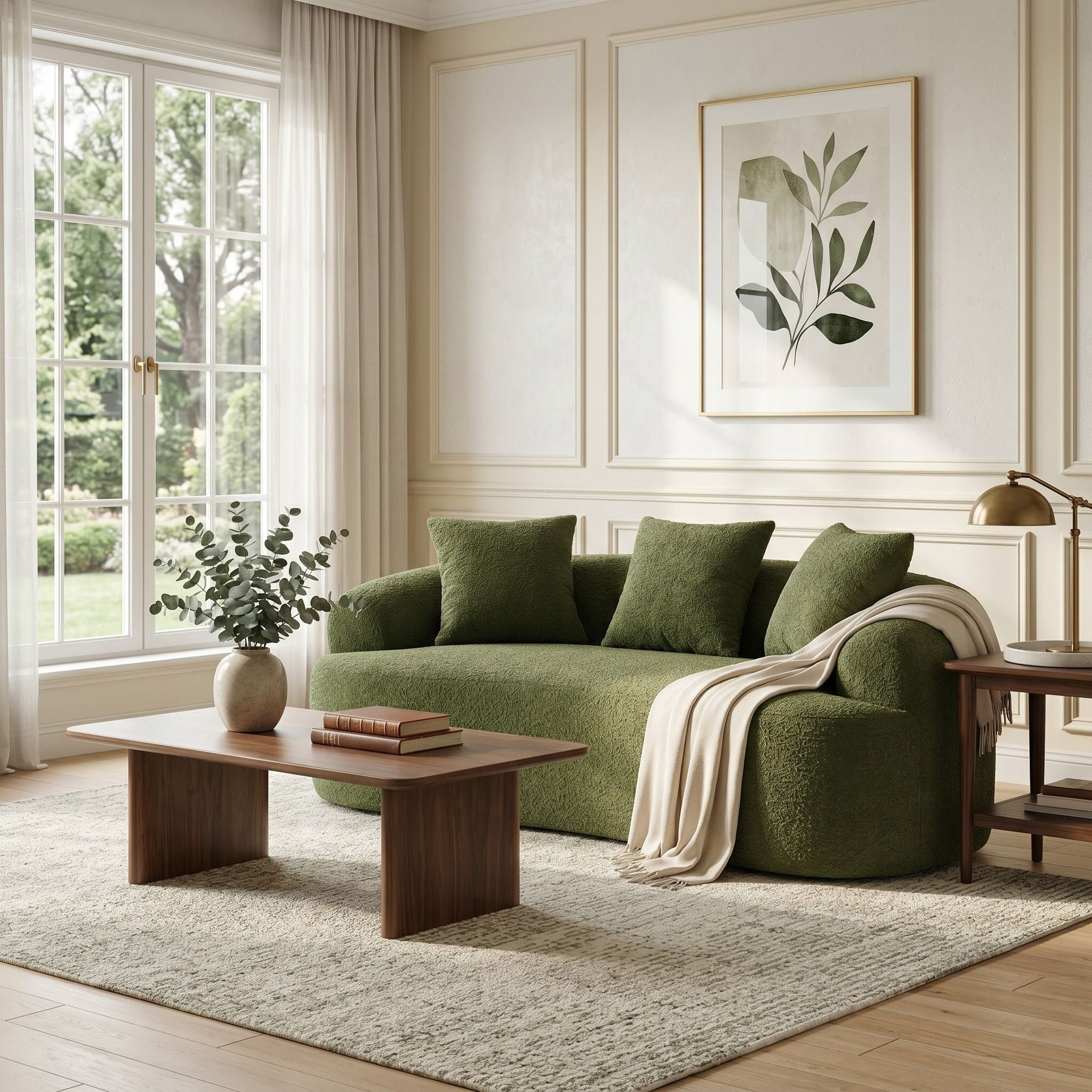 Sailvan Curved Loveseat No-Assembly Chenille Sofa for Small Spaces
