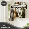 thumbnail image 3 of Coat Rack Wall Mount, Wood Coat Hooks with Shelf, Wall Key Holder with Shelf in Entryway, Kitchen, Living Room, Bathroom, Bedroom (Black), 3 of 14