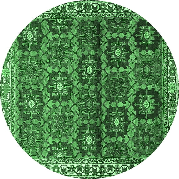 Ahgly Company Indoor Round Persian Emerald Green Traditional Area Rugs, 4' Round