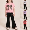 thumbnail image 2 of Karoyedx Girls Clothes Girls Summer Outfit Toddler Girls 2pcs Sets Printed T-Shirt + Flare Leg Pants White Size,6-7Years, 2 of 9