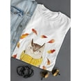 thumbnail image 3 of Cute Cat With Scarf & Leaves T-Shirt Women -Image by Shutterstock, Female Small, 3 of 4