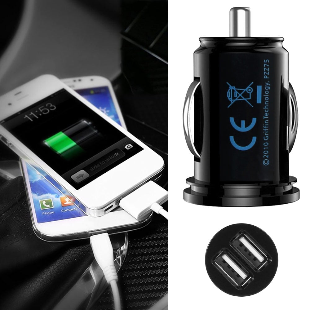 Fast Car Charger Dual Usb Car Adapter Mini Cigarette Lighter Portable Fast Charging Adapter For Mobile Phones Tablet Computers Mp3 Black Walmart Com