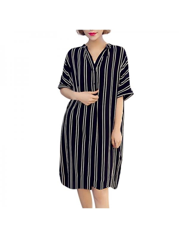 Short Sleeve Stripe Print Dress 